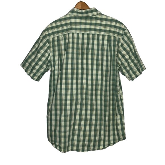 Carhartt Men's Medium M Green Midweight‎ Button-Front Plaid Short Sleeve Shirt - Picture 3 of 5
